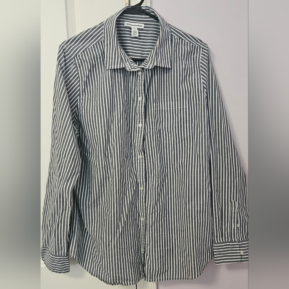 Amazon Essentials Dark Grey and White Striped Shirt